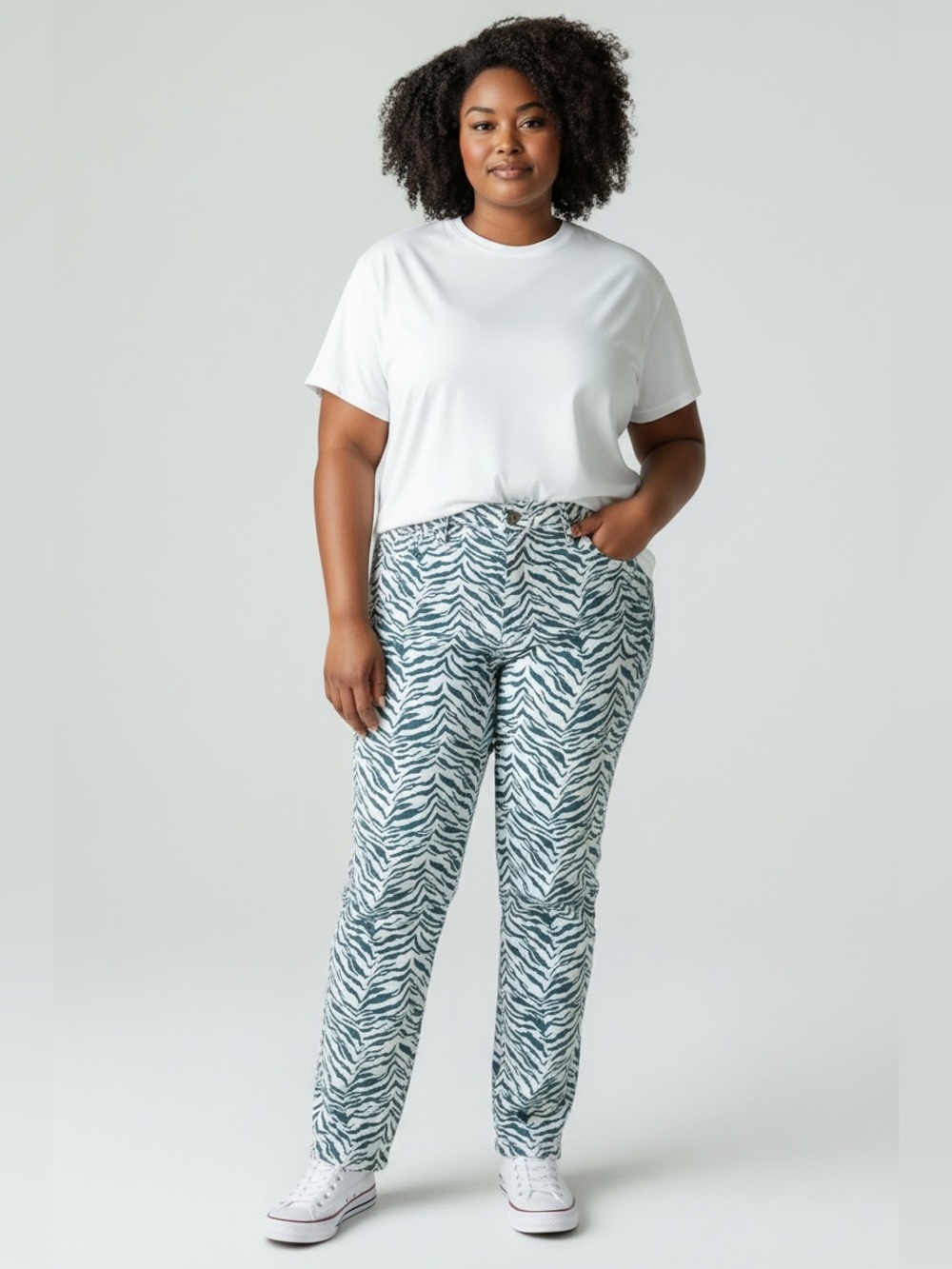 Jennifer Lopez Curvy Flawless Sculpt Mid Rise Capri Zebra Jeans Sz 14 NWT